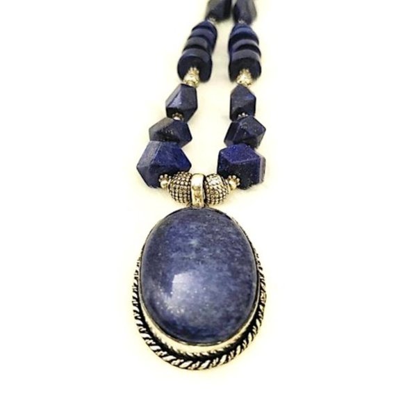 Vintage Necklace Genuine Blue Lapis Lazuli Gemstones 925 Silver Rondelle… - Picture 6 of 13